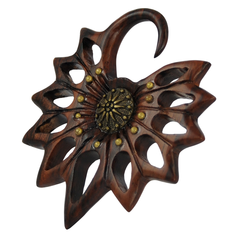 Balinese Flower Wood with Brass Element Orecchio