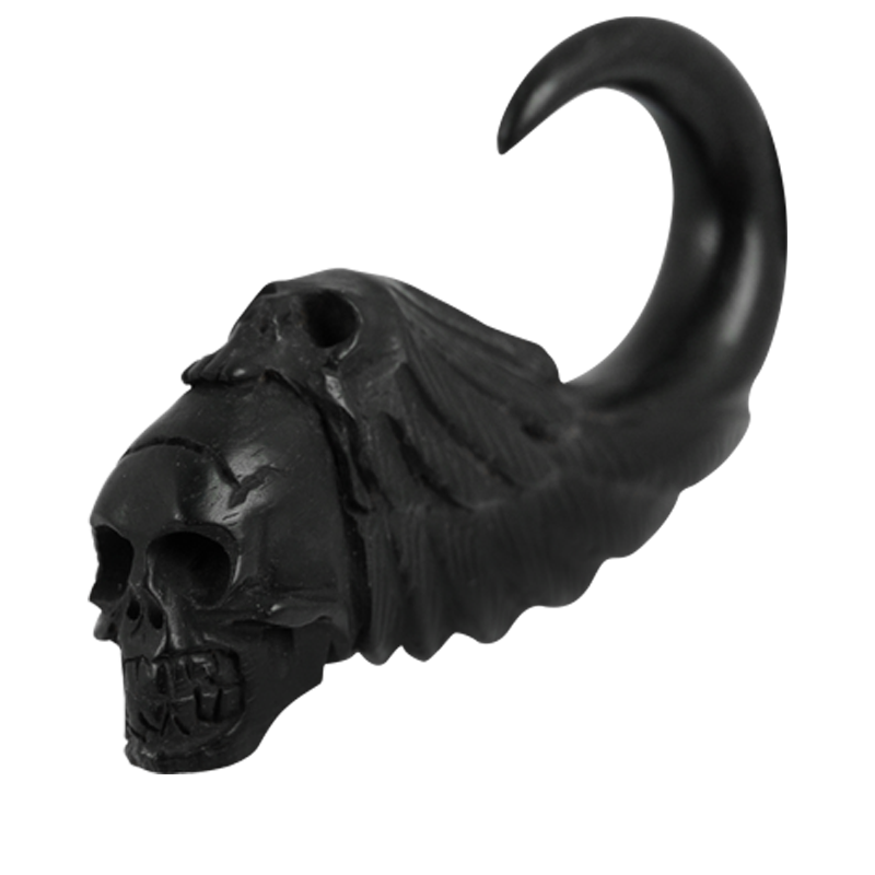 Winged Skull Black Arang Wood Expander Orecchio