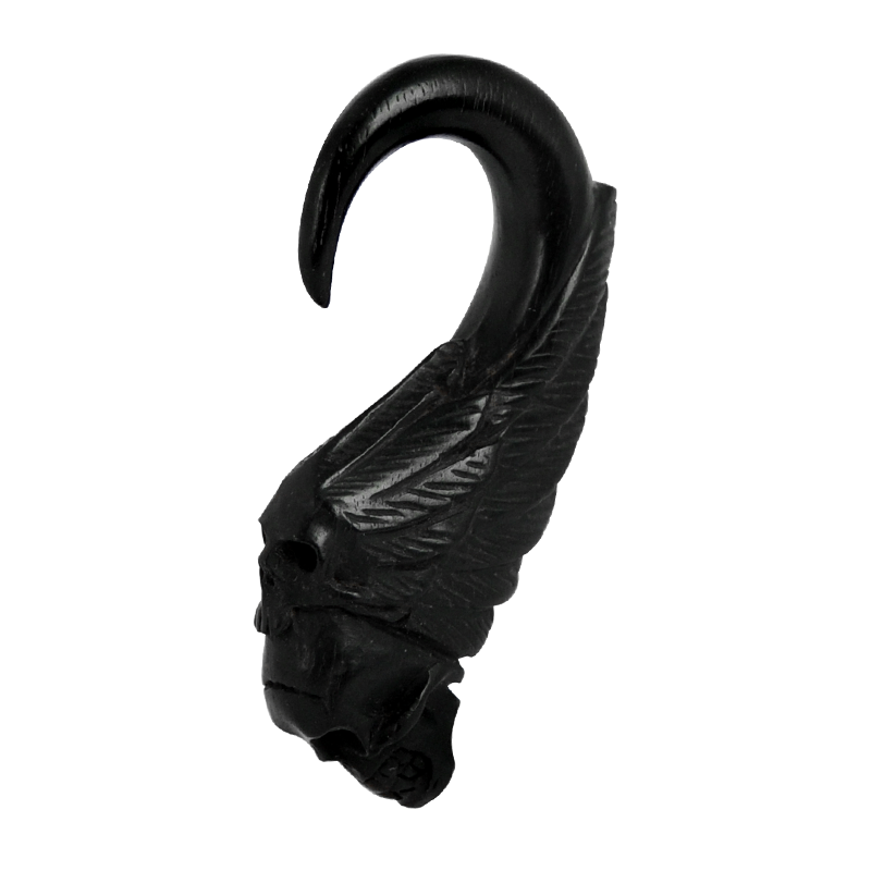 Winged Skull Black Arang Wood Expander Orecchio