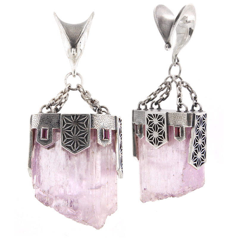 Kunzite and Pink Tourmaline Silver Pendants (price for pair) Nuovi prodotti