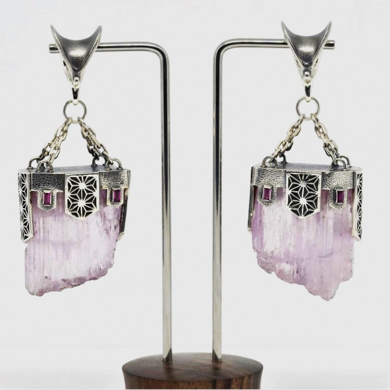 Kunzite and Pink Tourmaline Silver Pendants (price for pair) Nuovi prodotti