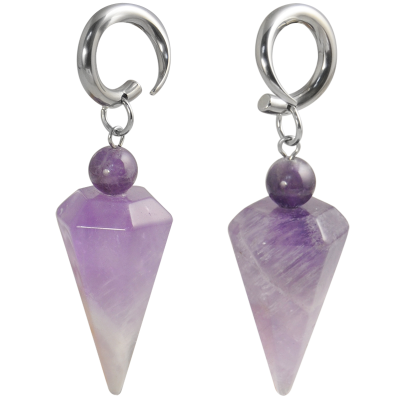 Natural Stone Amethyst Prism Dangling (Price for Pair) Orecchio