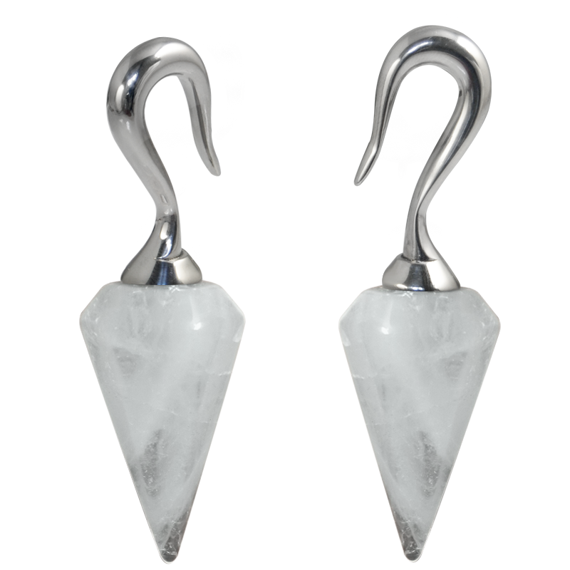 Natural Stones White Quarzt Prism Pendants (Price for Pair) Orecchio