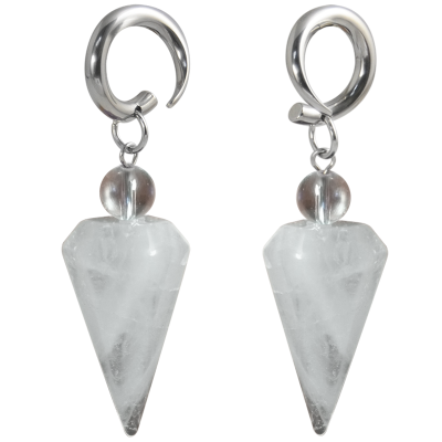 Natural Stone White Quartz Prism Dangling (Price for Pair) Orecchio