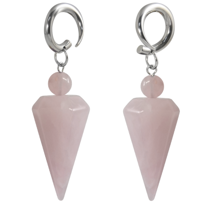 Natural Stone Rose Quartz Prism Dangling (Price for Pair) Orecchio