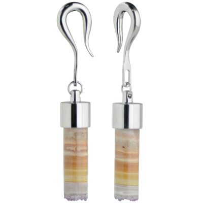 Surgical Steel Weights with Dangling Amethyst Geode (Price for Pair) Orecchio