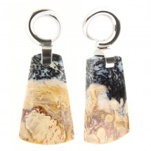 Fossil Palm Wood Ear Pendants with Surgical Steel Hook (Price for Pair)