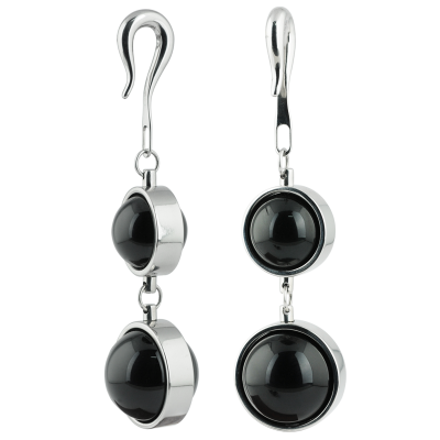 Double Onyx Stone Steel Weights (Price for Pair) Orecchio