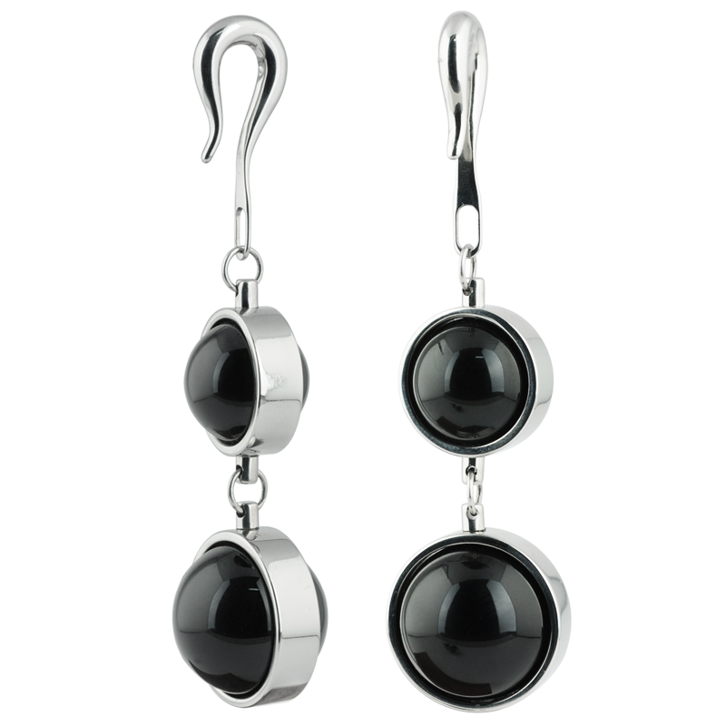 Double Onyx Stone Steel Weights (Price for Pair) Orecchio