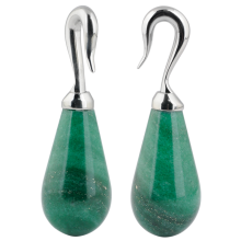 Natural Stone Aventurine Tear with Steel Hook (Price for Pair)