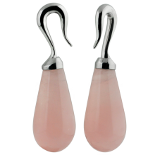 Natural Stone Rose Quartz Tear with Steel Hook (Price for Pair)