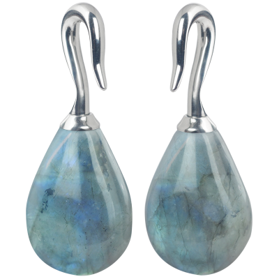 Labradorite Drop with Steel Hook (Price for Pair) Orecchio