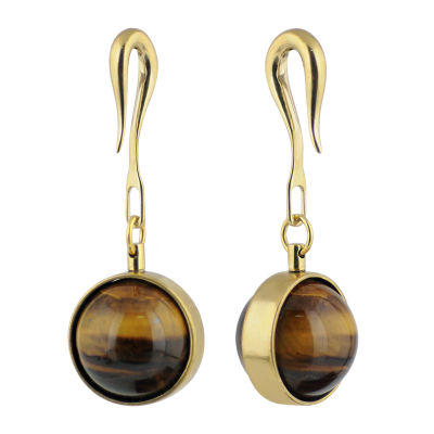 Tiger Eye Stone Brass Weights (Price for Pair) Orecchio
