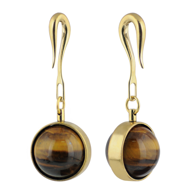 Tiger Eye Stone Brass Weights (Price for Pair) Orecchio