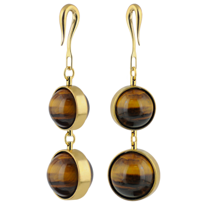 Tiger Eye Stone Brass Weights (Price for Pair) Orecchio