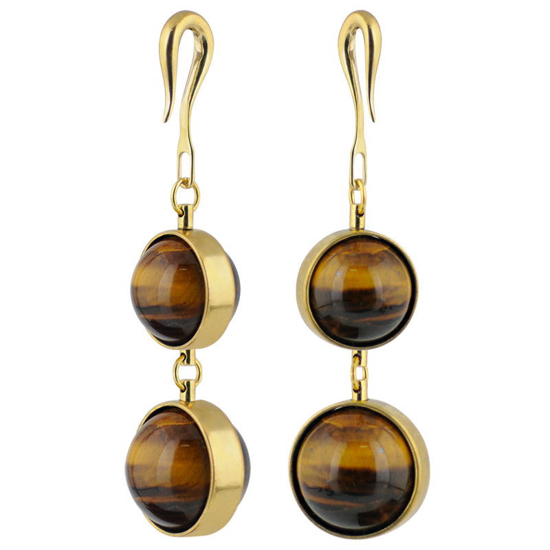 Tiger Eye Stone Brass Weights (Price for Pair) Orecchio