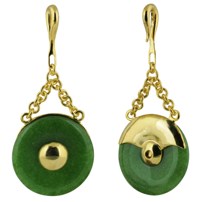 Donuts Jade Pendant Weights with 45mm Jade Stone (Price for Pair) Orecchio