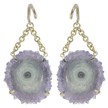 Bolivian Slice Geode Amethyst in Brass set Pendant (price for pair)