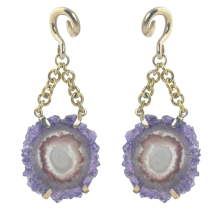 Bolivian Slice Geode Amethyst in Brass set Pendant (price for pair)