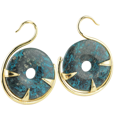 Swan Brass Weights Pendant with Blue Imperial Jasper Stone (Price for Pair) Orecchio