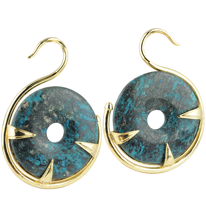 Swan Brass Weights Pendant with Blue Imperial Jasper Stone (Price for Pair) Orecchio