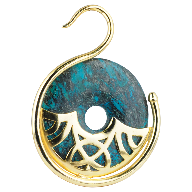 Swan Brass Weights Pendant with Blue Imperial Jasper Stone (Price for Pair) Orecchio