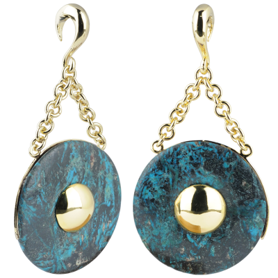 Large Donuts Weights Pendant with Blue Imperial Jasper Stone (Price for Pair) Orecchio