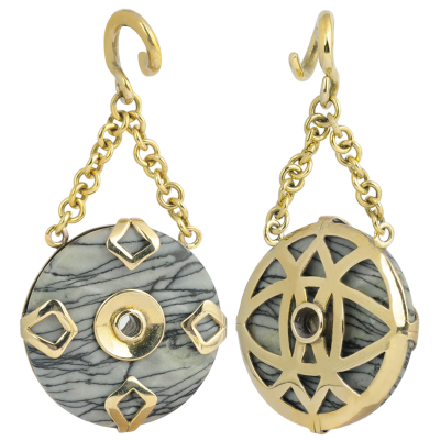 Celtic Donuts Weight Pendant Picasso Jasper (price for pair)