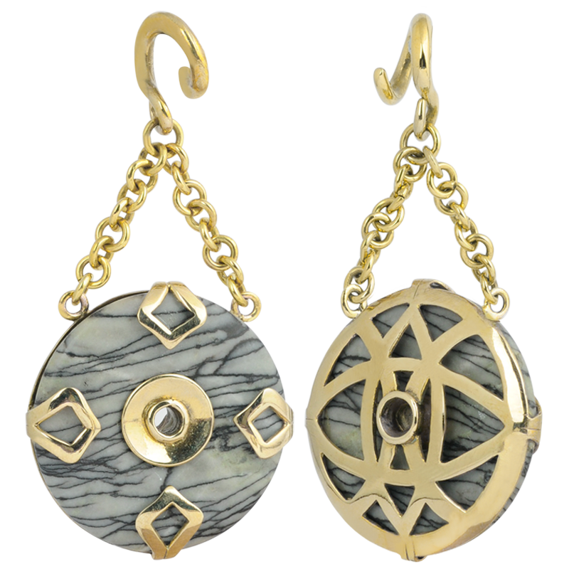 Celtic Donuts Weight Pendant Picasso Jasper (price for pair)