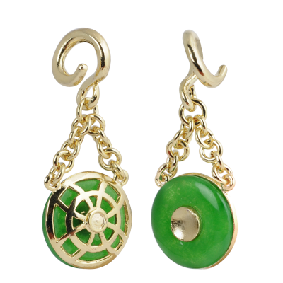 Celtic Brass Design with Jade Donuts Mini Weight (Price for Pair) Orecchio