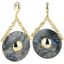 Large Donuts Weights Pendant with Larvikite Stone (Price for Pair)