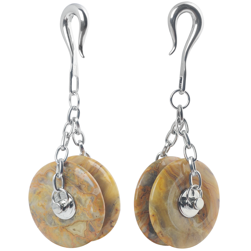 Crazy Lace Agate Rollerblade Stone Weights (price for pair) Orecchio