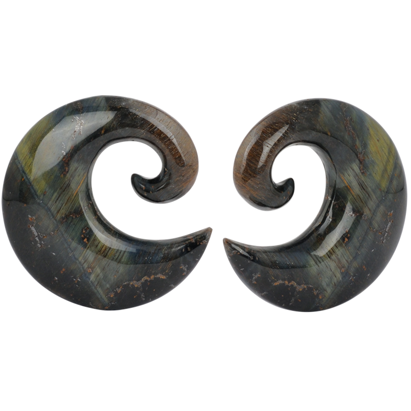 Spiral Blade Stone Blue Tiger Iron (price for pair) Spirali, Crescents & Claws