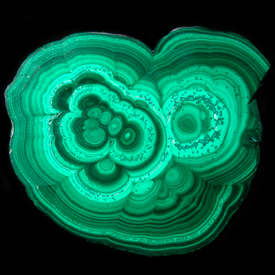 Black Brass Hoop Earrings with Oval Malachite Cabochon (Price for Pair) Pendenti da Orecchio