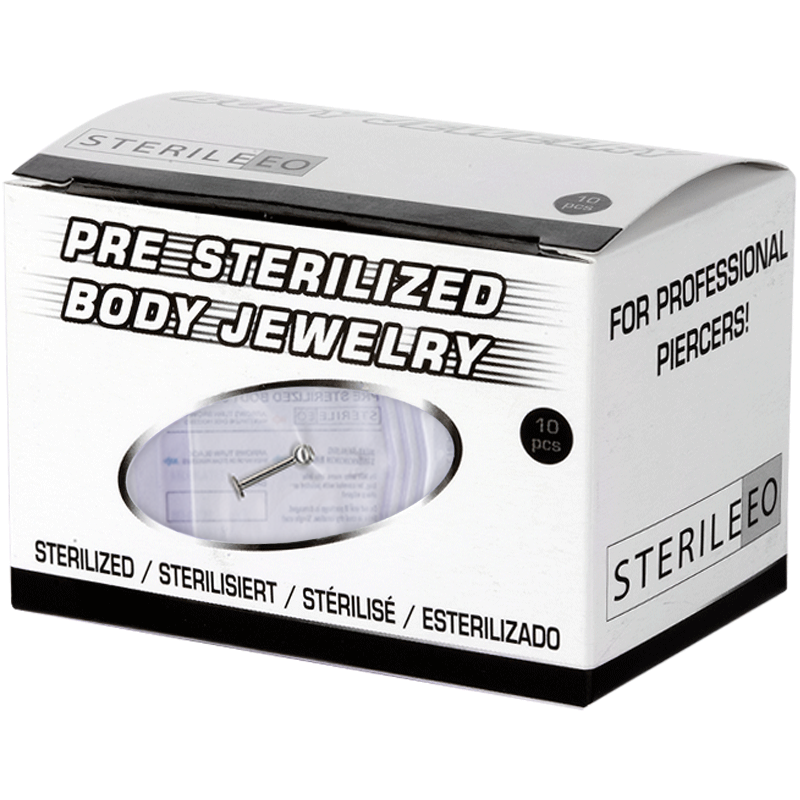 Sterlized Titanium Labrets with Jewelled Disk (box 10 pcs) Gioielleria Sterile
