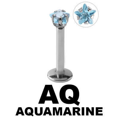 Surgical Steel Internally Threaded Labret with 3.0mm Star Prong Set Jeweled Labret
