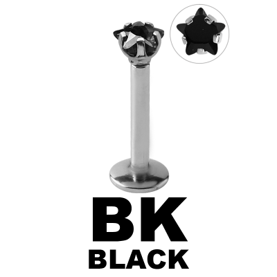 Surgical Steel Internally Threaded Labret with 3.0mm Star Prong Set Jeweled Labret