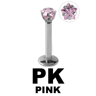 Surgical Steel Internally Threaded Labret with 3.0mm Star Prong Set Jeweled Labret