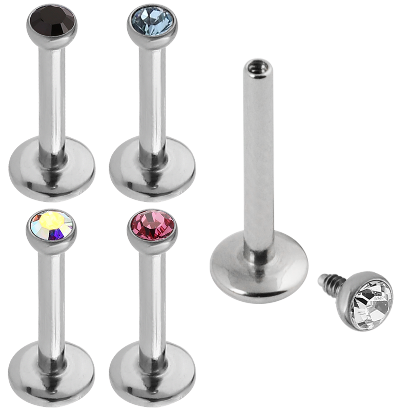 Surgical Steel Internally Threaded jeweled Cast Labret Labret