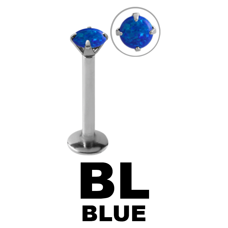 Internally Steel Threaded Labret Prong Set Opal Labret Internally Steel Threaded Labret Prong Set Opal Labret