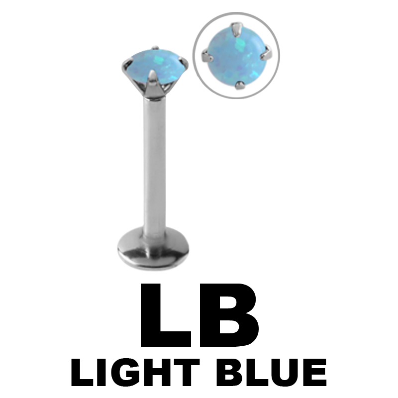 Internally Steel Threaded Labret Prong Set Opal Labret Internally Steel Threaded Labret Prong Set Opal Labret