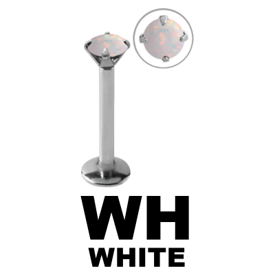 Internally Steel Threaded Labret Prong Set Opal Labret Internally Steel Threaded Labret Prong Set Opal Labret