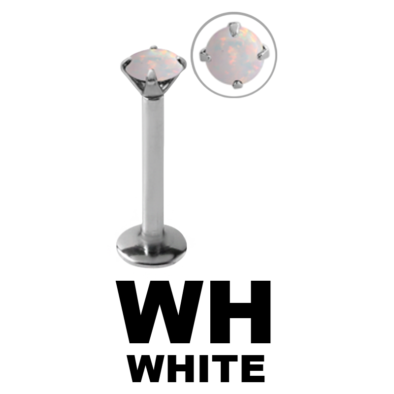 Internally Steel Threaded Labret Prong Set Opal Labret Internally Steel Threaded Labret Prong Set Opal Labret