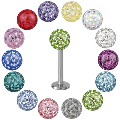 Jewelled Threaded Surgical Steel Micro Labret Labret
