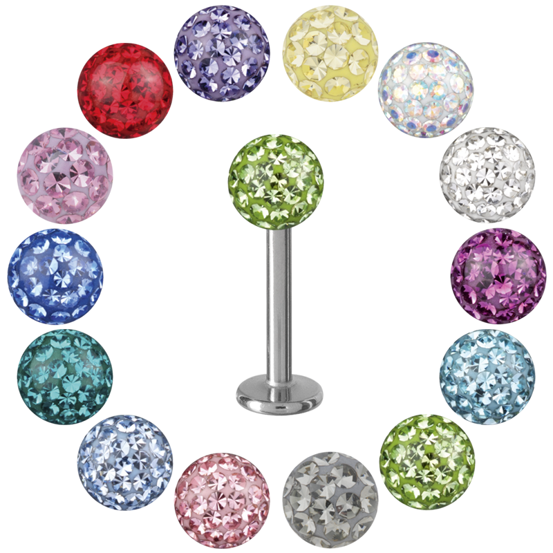 Jewelled Threaded Surgical Steel Micro Labret Labret