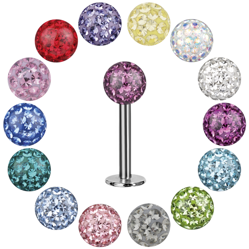 Jewelled Threaded Titanium Micro Labret Labret