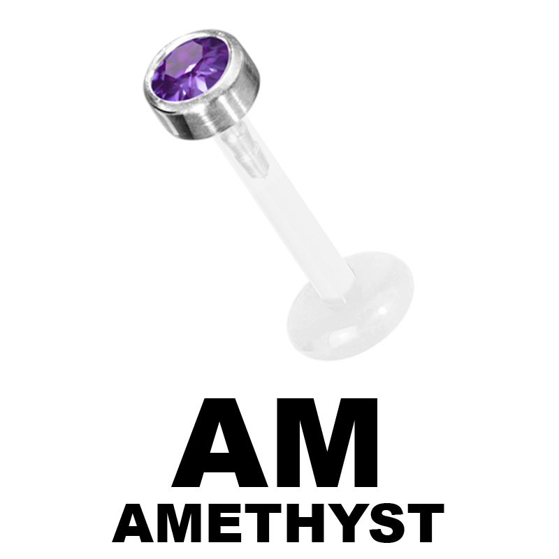 Bioplast Labret with 2.5\4.0mm Jewelled Titanium Disk Labret