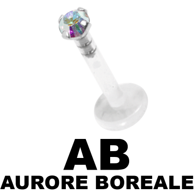 Bioplast Labret with 2.0\3.0mm 925 Silver Jewelled Disk Labret