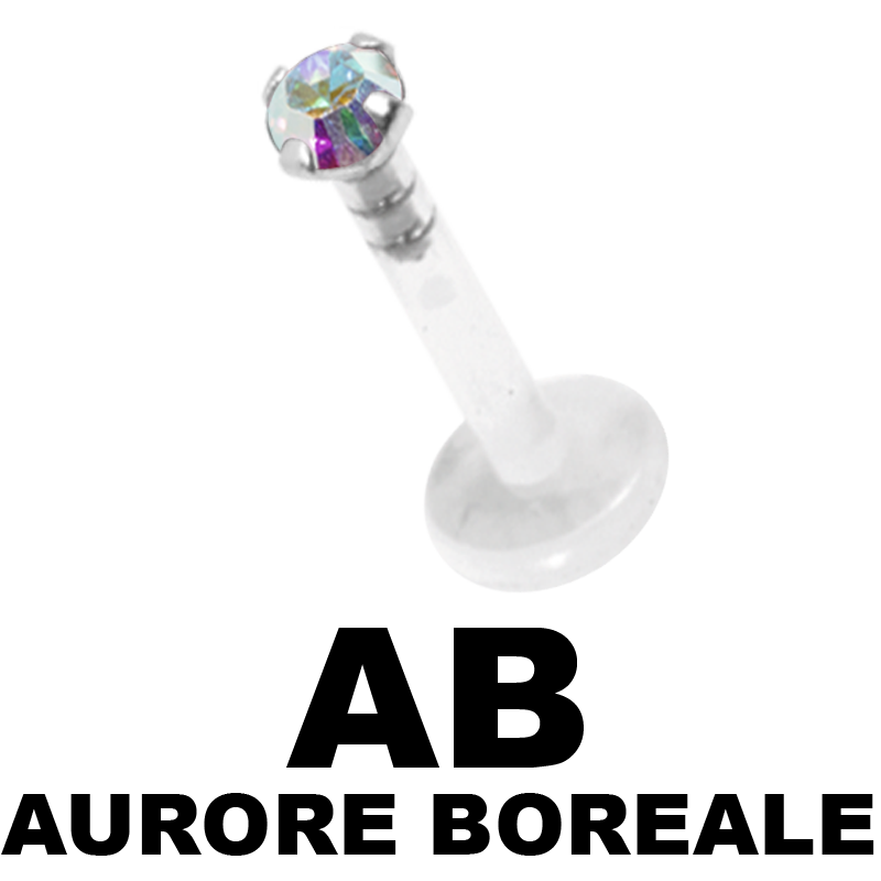 Bioplast Labret with 2.0\3.0mm 925 Silver Jewelled Disk Labret