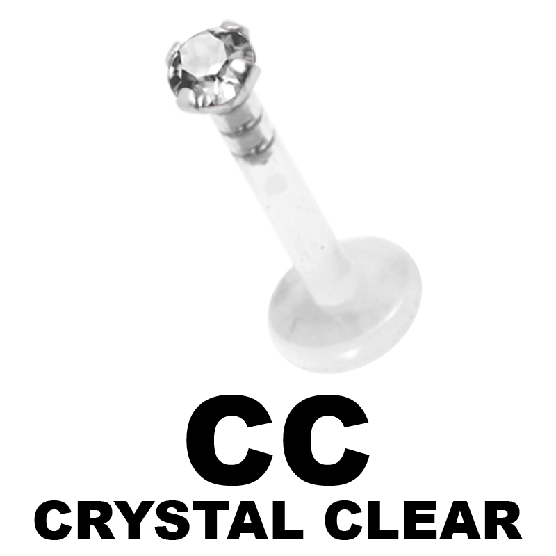 Bioplast Labret with 2.0\3.0mm 925 Silver Jewelled Disk Labret